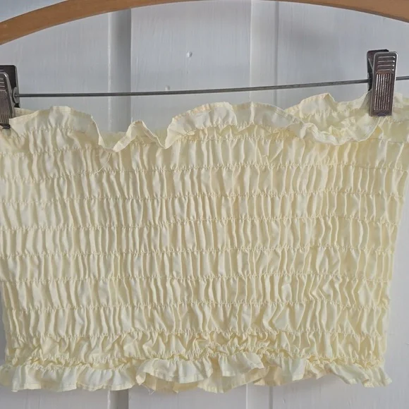 Cute Vintage Smocked Shirred Full Petal Skirt Set with Tube Top Eyelet Trim - Picture 6 of 11